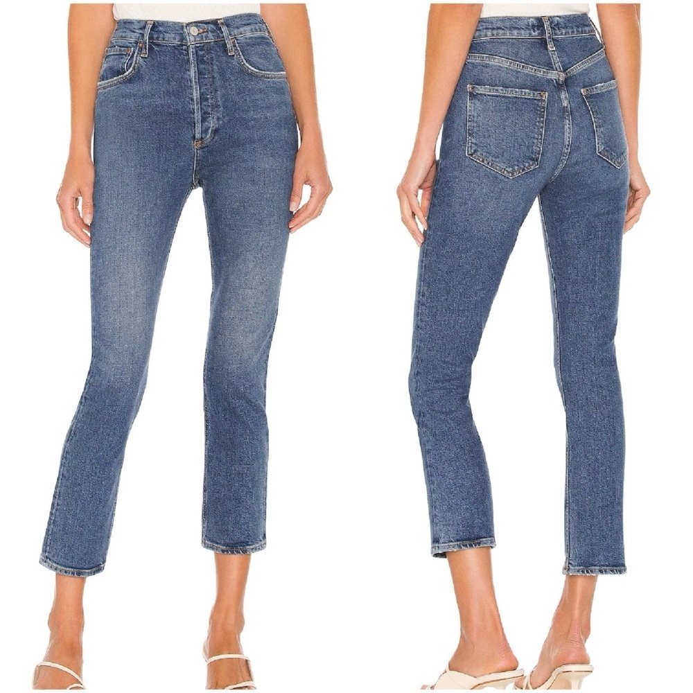 AGOLDE Riley High Rise Straight Crop Jeans Size 25 Blue Straight Leg A056D-1255